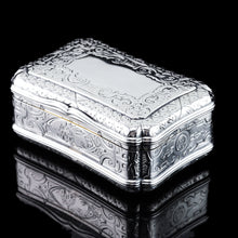 Load image into Gallery viewer, Antique Solid Silver Table Snuff Box, Cartouche Shape and Engraved - Edward Smith 1854