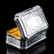 Load image into Gallery viewer, Antique Solid Silver Table Snuff Box, Cartouche Shape and Engraved - Edward Smith 1854