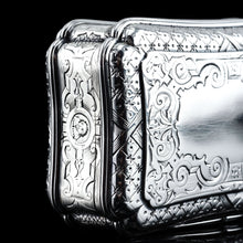 Load image into Gallery viewer, Antique Solid Silver Table Snuff Box, Cartouche Shape and Engraved - Edward Smith 1854