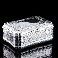 Load image into Gallery viewer, Antique Solid Silver Table Snuff Box, Cartouche Shape and Engraved - Edward Smith 1854