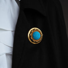 Load image into Gallery viewer, Antique Victorian Turquoise Pendant Necklace/Brooch 18ct Gold Etruscan Revival Design - c.1880