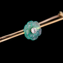 Load image into Gallery viewer, A Spectacular Chalcedony & Diamond 15ct Gold Brooch with Translucent Flower Design - 20th C.