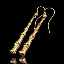 Load image into Gallery viewer, Antique Bamboo Design Earrings 9K Gold - c.1920