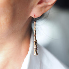 Load image into Gallery viewer, Antique Bamboo Design Earrings 9K Gold - c.1920