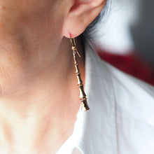 Load image into Gallery viewer, Antique Bamboo Design Earrings 9K Gold - c.1920