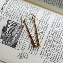Load image into Gallery viewer, Antique Bamboo Design Earrings 9K Gold - c.1920