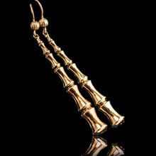 Load image into Gallery viewer, Antique Bamboo Design Earrings 9K Gold - c.1920