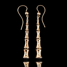 Load image into Gallery viewer, Antique Bamboo Design Earrings 9K Gold - c.1920