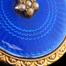 Load image into Gallery viewer, Antique 9ct Gold Blue Enamel Pendant Necklace Locket with Seed Pearls c.1900