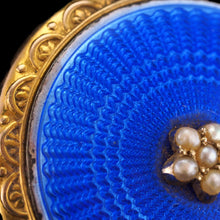 Load image into Gallery viewer, Antique 9ct Gold Blue Enamel Pendant Necklace Locket with Seed Pearls c.1900