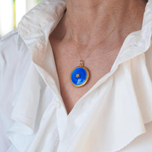 Load image into Gallery viewer, Antique 9ct Gold Blue Enamel Pendant Necklace Locket with Seed Pearls c.1900
