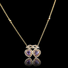 Load image into Gallery viewer, Antique Edwardian Heart Necklace Amethyst & Seed Pearl 9K Gold - c.1910