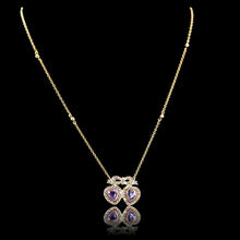 Load image into Gallery viewer, Antique Edwardian Heart Necklace Amethyst & Seed Pearl 9K Gold - c.1910