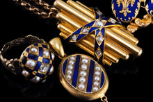 Load image into Gallery viewer, Antique Victorian 18K Gold Rose Cut Diamond & Blue Enamel Pendant - c.1880