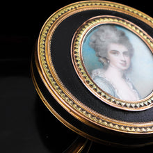 Load image into Gallery viewer, Antique French Gold Mounted Circular Snuff/Tobacco Box, Portrait of a Lady in the Manner of Cosway - 18th c.