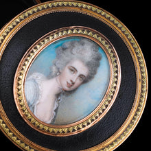 Load image into Gallery viewer, Antique French Gold Mounted Circular Snuff/Tobacco Box, Portrait of a Lady in the Manner of Cosway - 18th c.
