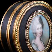 Load image into Gallery viewer, Antique French Gold Mounted Circular Snuff/Tobacco Box, Portrait of a Lady in the Manner of Cosway - 18th c.