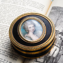 Load image into Gallery viewer, Antique French Gold Mounted Circular Snuff/Tobacco Box, Portrait of a Lady in the Manner of Cosway - 18th c.