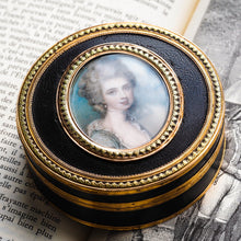 Load image into Gallery viewer, Antique French Gold Mounted Circular Snuff/Tobacco Box, Portrait of a Lady in the Manner of Cosway - 18th c.