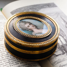 Load image into Gallery viewer, Antique French Gold Mounted Circular Snuff/Tobacco Box, Portrait of a Lady in the Manner of Cosway - 18th c.