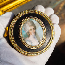 Load image into Gallery viewer, Antique French Gold Mounted Circular Snuff/Tobacco Box, Portrait of a Lady in the Manner of Cosway - 18th c.