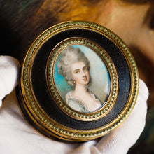 Load image into Gallery viewer, Antique French Gold Mounted Circular Snuff/Tobacco Box, Portrait of a Lady in the Manner of Cosway - 18th c.