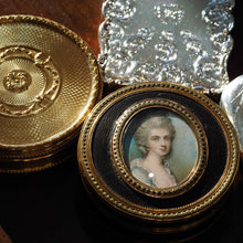 Load image into Gallery viewer, Antique French Gold Mounted Circular Snuff/Tobacco Box, Portrait of a Lady in the Manner of Cosway - 18th c.