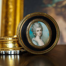 Load image into Gallery viewer, Antique French Gold Mounted Circular Snuff/Tobacco Box, Portrait of a Lady in the Manner of Cosway - 18th c.