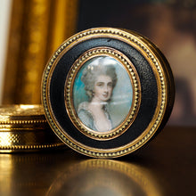 Load image into Gallery viewer, Antique French Gold Mounted Circular Snuff/Tobacco Box, Portrait of a Lady in the Manner of Cosway - 18th c.