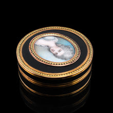 Load image into Gallery viewer, Antique French Gold Mounted Circular Snuff/Tobacco Box, Portrait of a Lady in the Manner of Cosway - 18th c.