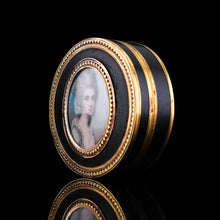 Load image into Gallery viewer, Antique French Gold Mounted Circular Snuff/Tobacco Box, Portrait of a Lady in the Manner of Cosway - 18th c.