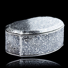 Load image into Gallery viewer, Antique French Solid Silver Niello Table Snuff Box - c.1880