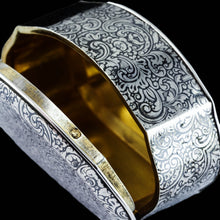 Load image into Gallery viewer, Antique French Solid Silver Niello Table Snuff Box - c.1880