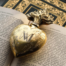 Load image into Gallery viewer, Antique Silver Gilt Heart Perfume Scent Bottle Flask - French 19th c.