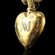 Load image into Gallery viewer, Antique Silver Gilt Heart Perfume Scent Bottle Flask - French 19th c.