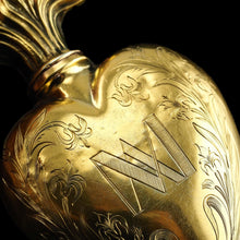 Load image into Gallery viewer, Antique Silver Gilt Heart Perfume Scent Bottle Flask - French 19th c.