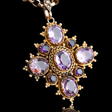 Load image into Gallery viewer, Antique Georgian 18K Gold Amethyst Pendant Necklace Cannetille - c.1820