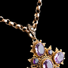 Load image into Gallery viewer, Antique Georgian 18K Gold Amethyst Pendant Necklace Cannetille - c.1820