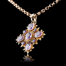 Load image into Gallery viewer, Antique Georgian 18K Gold Amethyst Pendant Necklace Cannetille - c.1820