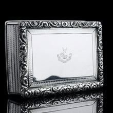 Load image into Gallery viewer, Antique Georgian Solid Silver Large Table Snuff Box Floral Chased Border - Joseph Willmore 1832