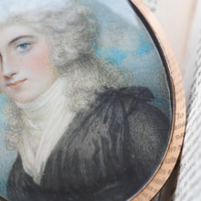 Load image into Gallery viewer, Antique Georgian Portrait Miniature Pendant 14K Gold Frame - c.1800