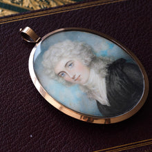 Load image into Gallery viewer, Antique Georgian Portrait Miniature Pendant 14K Gold Frame - c.1800