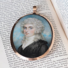 Load image into Gallery viewer, Antique Georgian Portrait Miniature Pendant 14K Gold Frame - c.1800