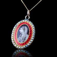 Load image into Gallery viewer, Antique Georgian Sepia Portrait Pendant Necklace 9K Gold c.1800