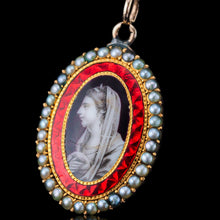 Load image into Gallery viewer, Antique Georgian Sepia Portrait Pendant Necklace 9K Gold c.1800
