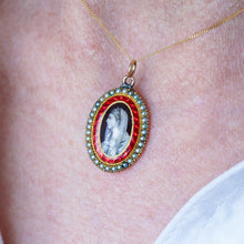 Load image into Gallery viewer, Antique Georgian Sepia Portrait Pendant Necklace 9K Gold c.1800