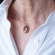 Load image into Gallery viewer, Antique Georgian Sepia Portrait Pendant Necklace 9K Gold c.1800