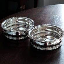 Load image into Gallery viewer, Antique Georgian Regency Solid Silver Coasters with Silver Base - William Eaton 1815