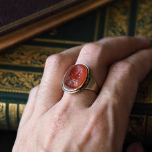 Load image into Gallery viewer, Antique 18K Gold Carnelian Intaglio Ring, Side Profile Gentleman - 19th century.