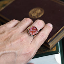 Load image into Gallery viewer, Antique 18K Gold Carnelian Intaglio Ring, Side Profile Gentleman - 19th century.